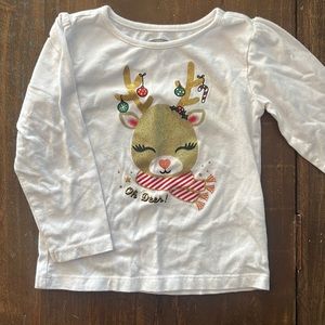 Holiday reindeer glittery girls 2T long sleeve shirt